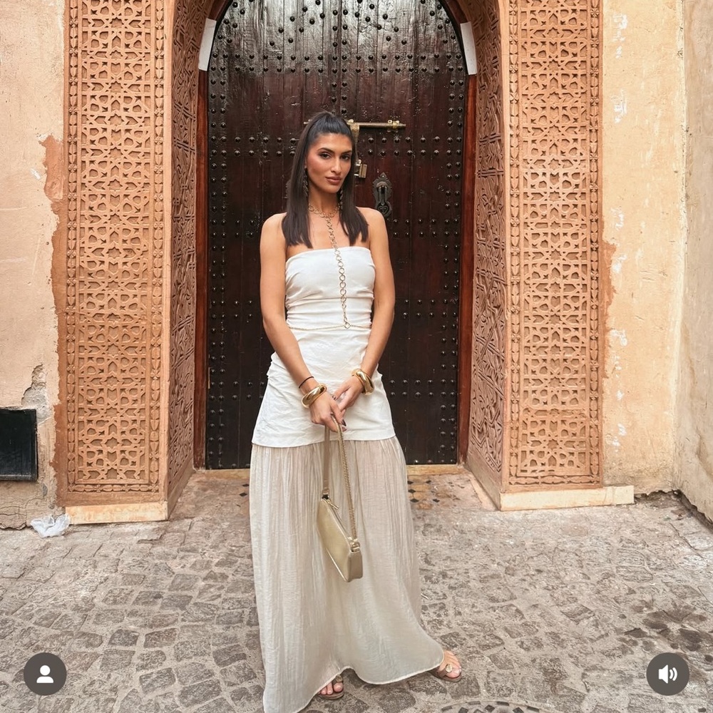 ZARA COMBINATION STRAPLESS MIDI DRESS - Picture 7 of 17